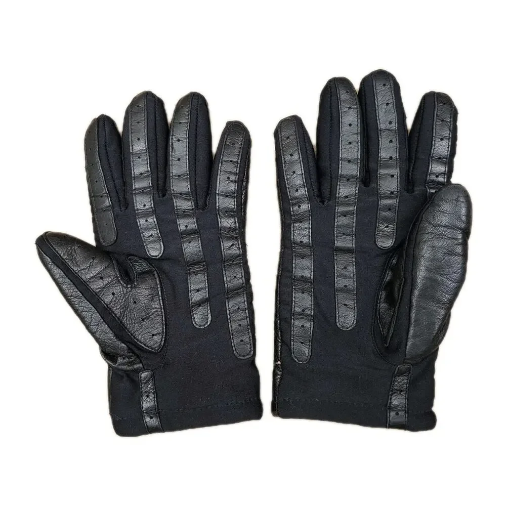 Vintage Isotoner Women Leather Gloves Wool Lining Sz Large Black
